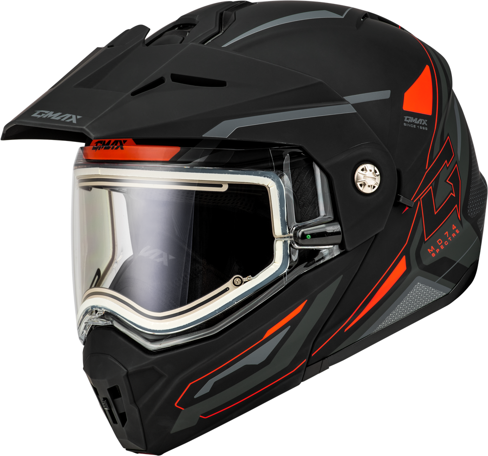 Gmax MD-74S Spectre Snow Helmet Matte Black Red Electric Shield