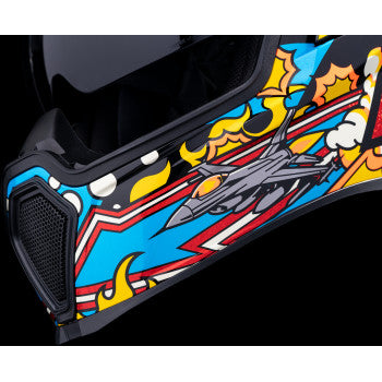 fly icon helmet Icon Airflite Flyboy Motorcycle Helmet - Red Yellow Blue / 61-62cm