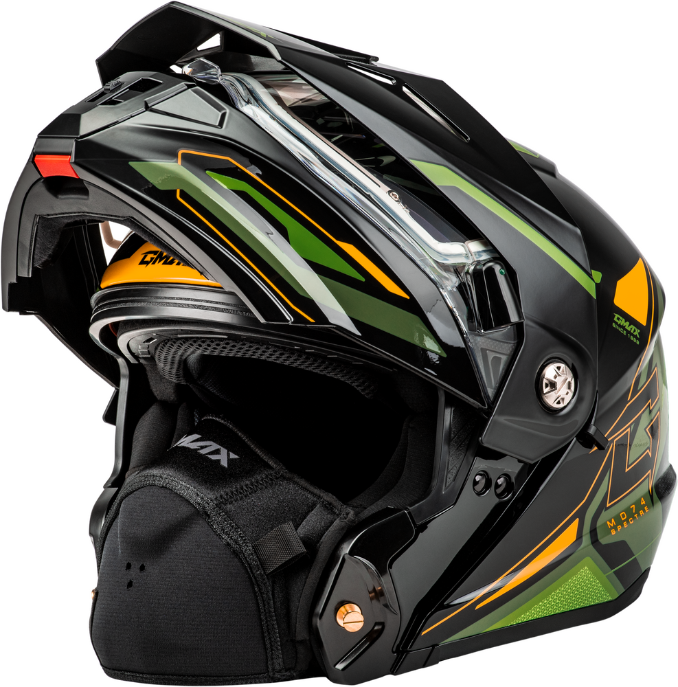 Gmax MD74S Spectre Snow Helmet Black Green Electric Shield