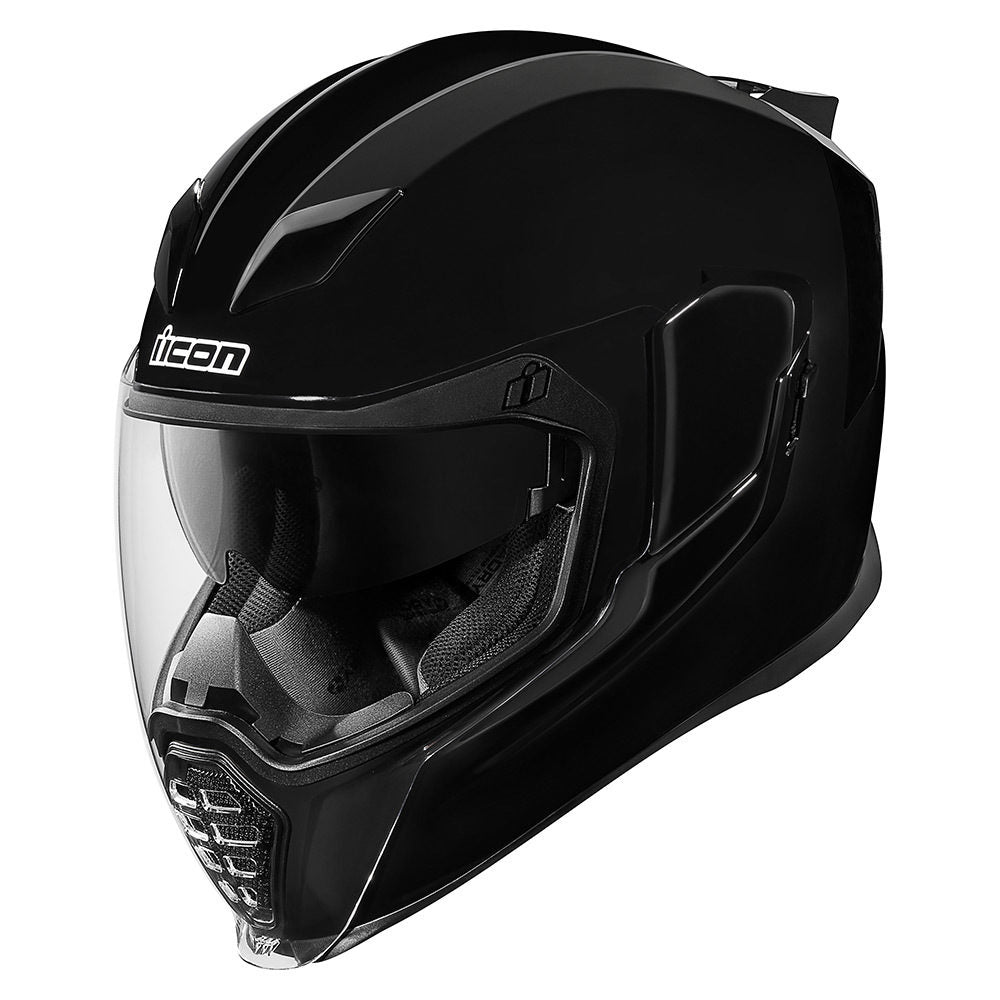 Icon Airflite Motorcycle Helmet - Gloss Solid Black, Rubatone Black