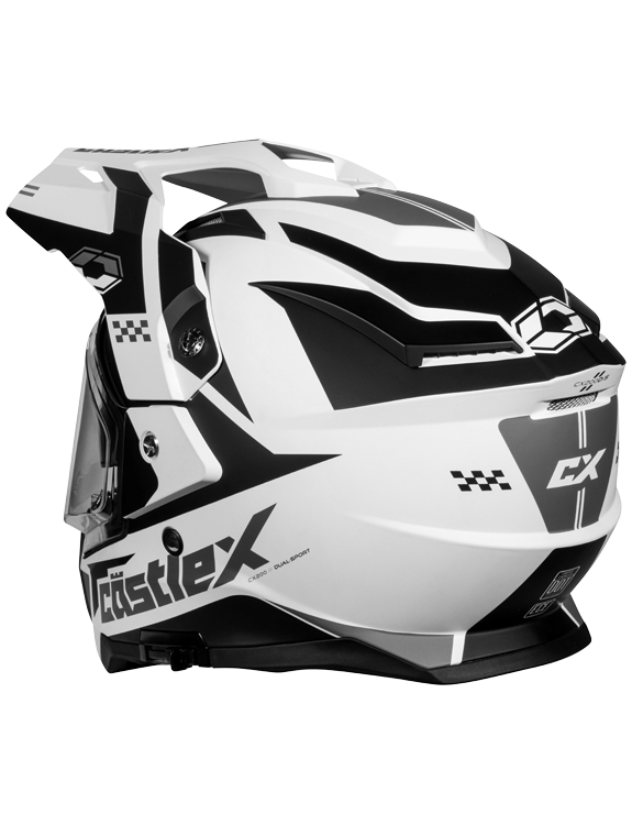 castlex dual sport motorcycle helmets Castle X CX200 Dual Sport Wrath Electric Snowmobile Helmet Matte White Large
