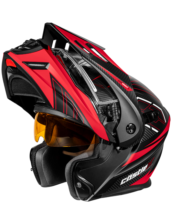 castle hjc helmets Castle X CX950 V2 Fierce Electric Modular Helmet Matte Black/Red / XL