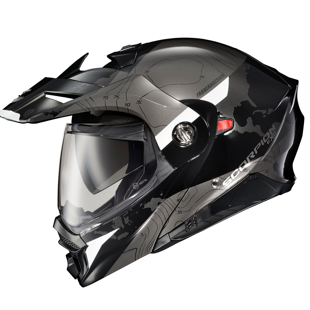 Scorpion Black/White EXO-AT960 Modular Topographic Helmet