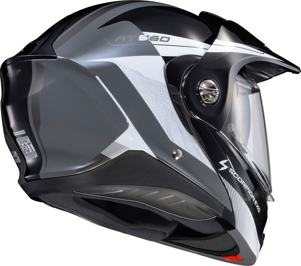 Scorpion EXO-AT960 Bluetooth Helmet Topographic 2 Black/White/Grey EXO-Com