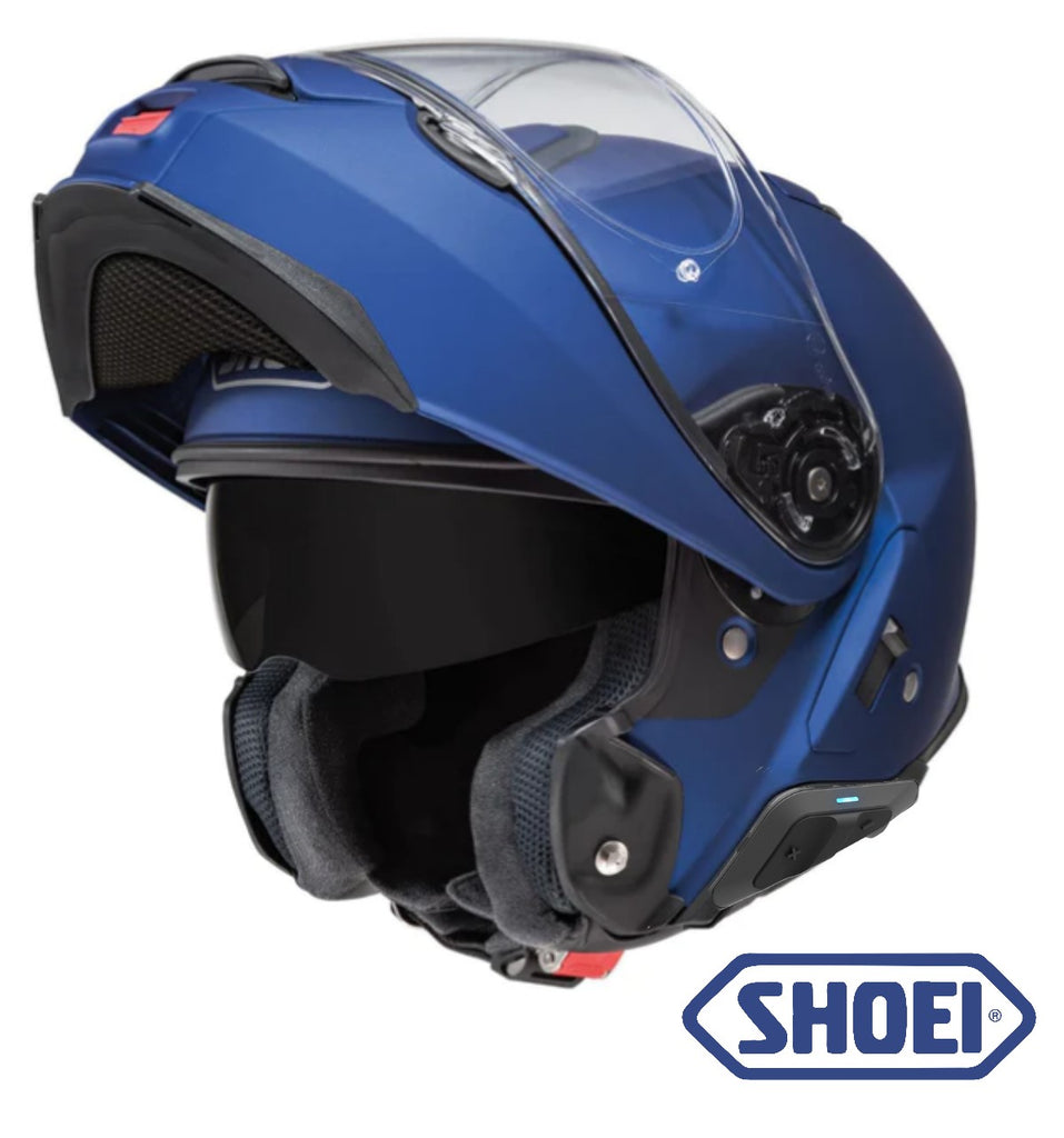 Shoei Neotec II Bluetooth Helmet Matte Blue Metallic SRL Installed
