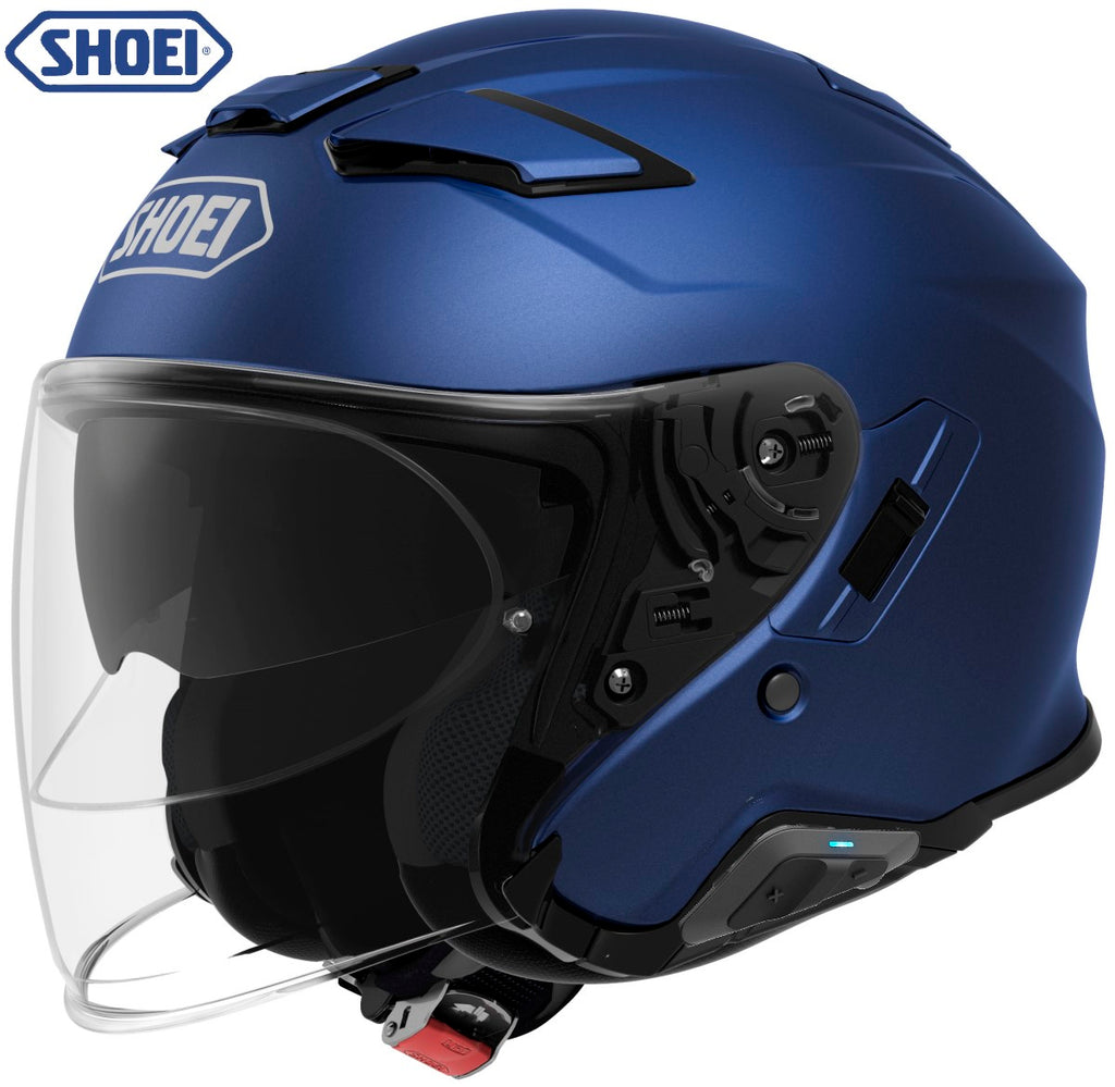 Shoei J-Cruise II Bluetooth Helmet Metallic Blue SRL Installed