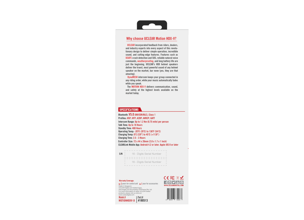Uclear Motion HDX-V Dual Pack Helmet Audio Kit