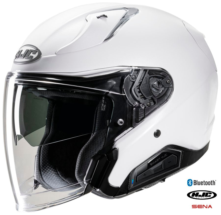 HJC RPHA 31 Open Face Bluetooth Helmet Gloss White 11b installed