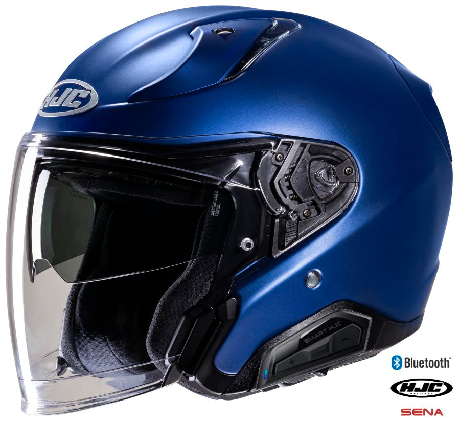 HJC RPHA 31 Open Face Bluetooth Helmet Metallic Blue 11b installed