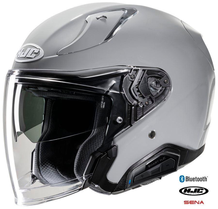 HJC RPHA 31 Open Face Bluetooth Helmet Nardo Grey 11b installed