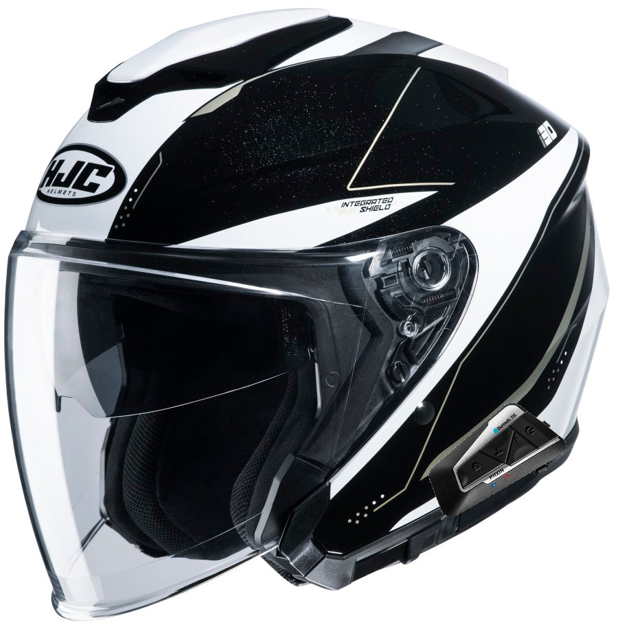 HJC i30 Open Face Bluetooth Helmet Slight Graphic MC-9 White