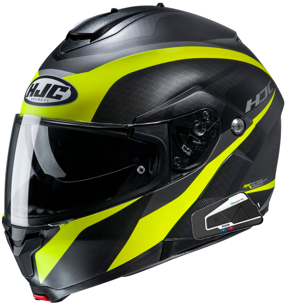 HJC C91 Helmet T9S Bluetooth Headset Taly Graphic MC3 Hi Vis