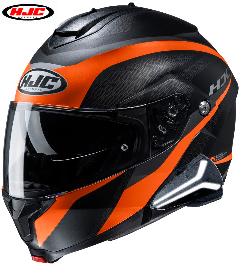 HJC C91 Helmet Sena Smart 20B Bluetooth Headset Taly Graphic MC7 Orange