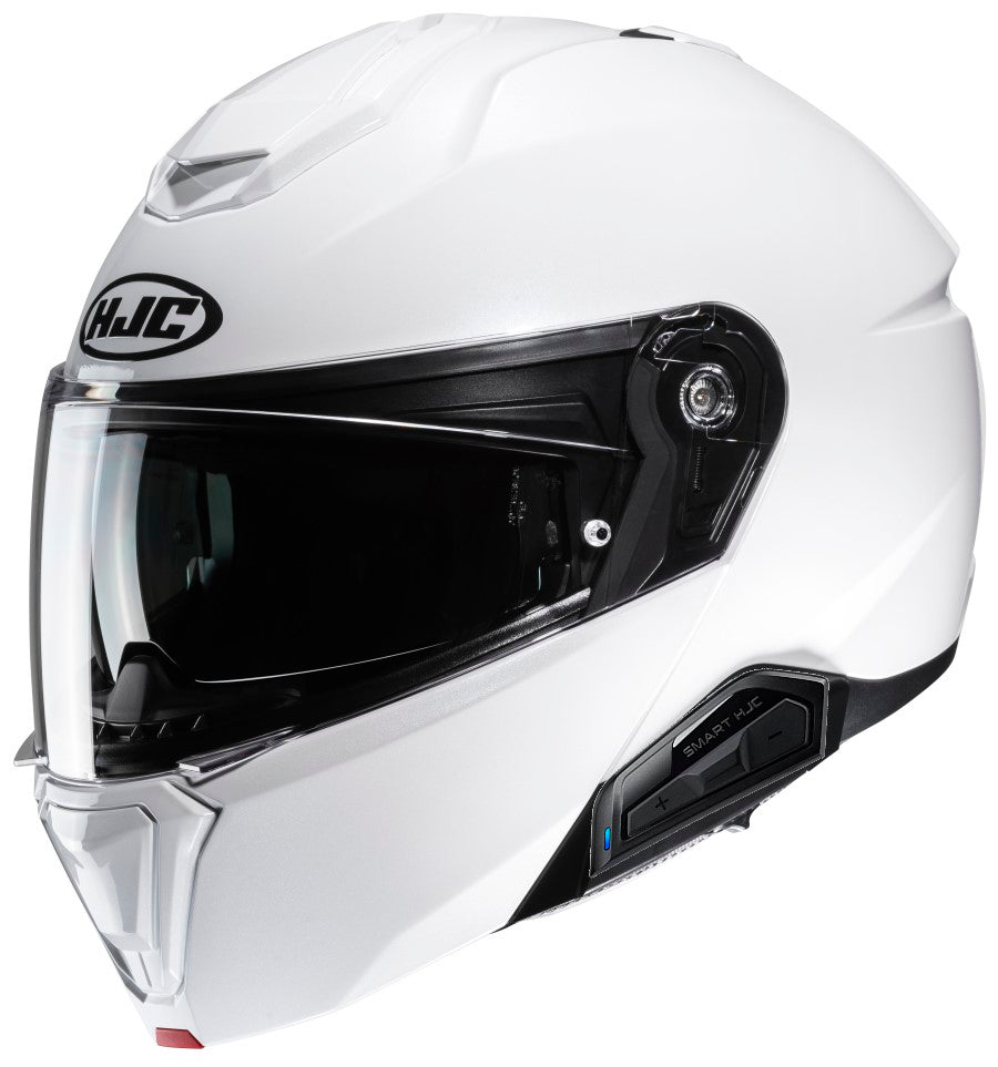 HJC i91 Modular Bluetooth Helmet Gloss White 21b installed