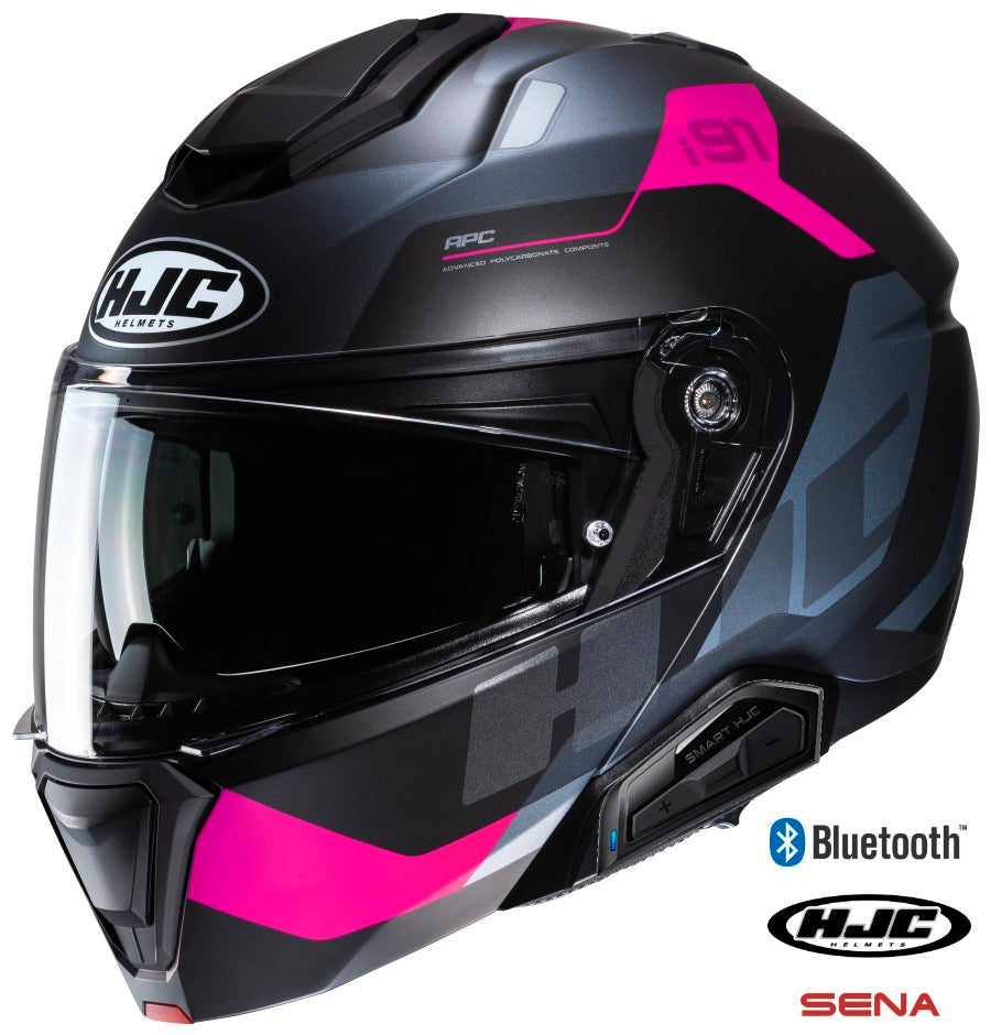 HJC i91 Modular Bluetooth Helmet Carst MC-8SF 11b installed