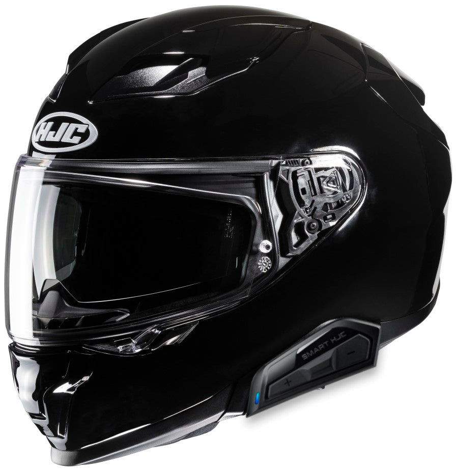 HJC F71 Full Face Bluetooth Helmet Gloss Black 21b Installed