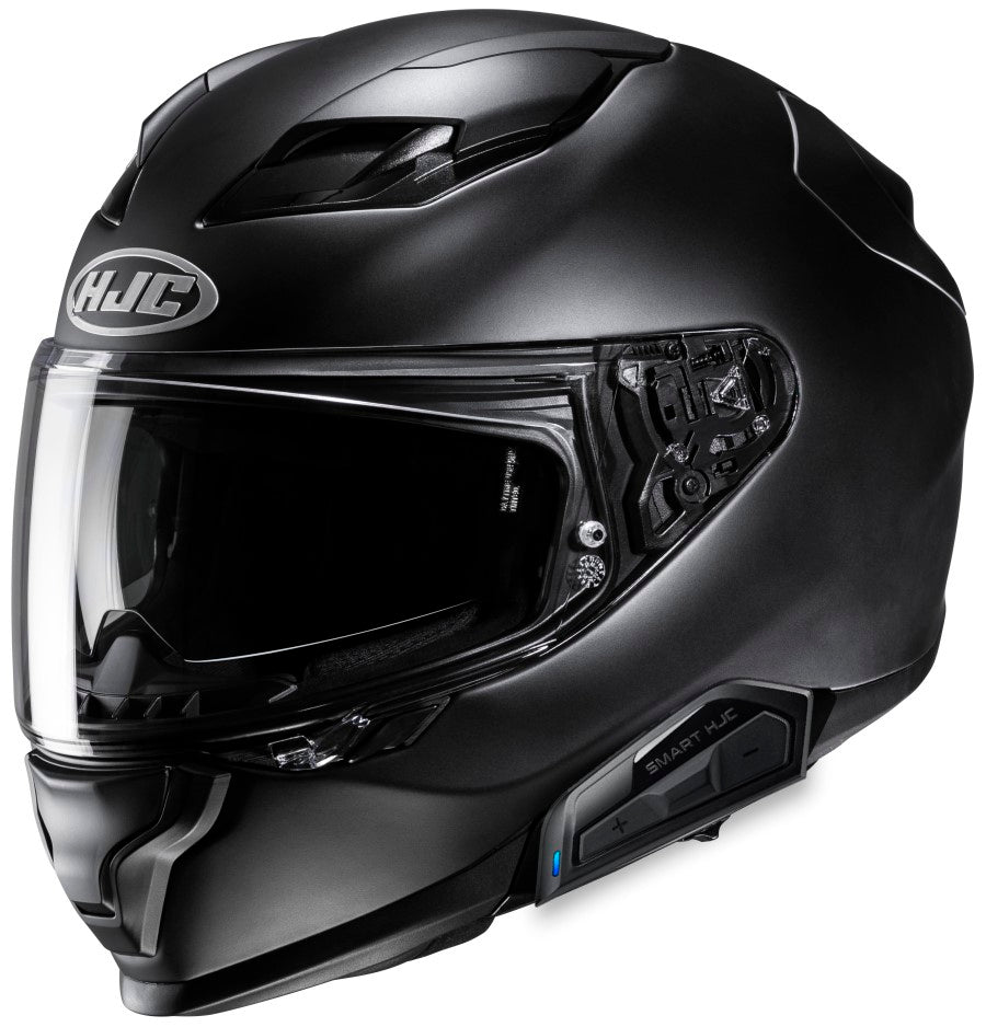 HJC F71 Full Face Bluetooth Helmet Matte Black Smart 21b Installed