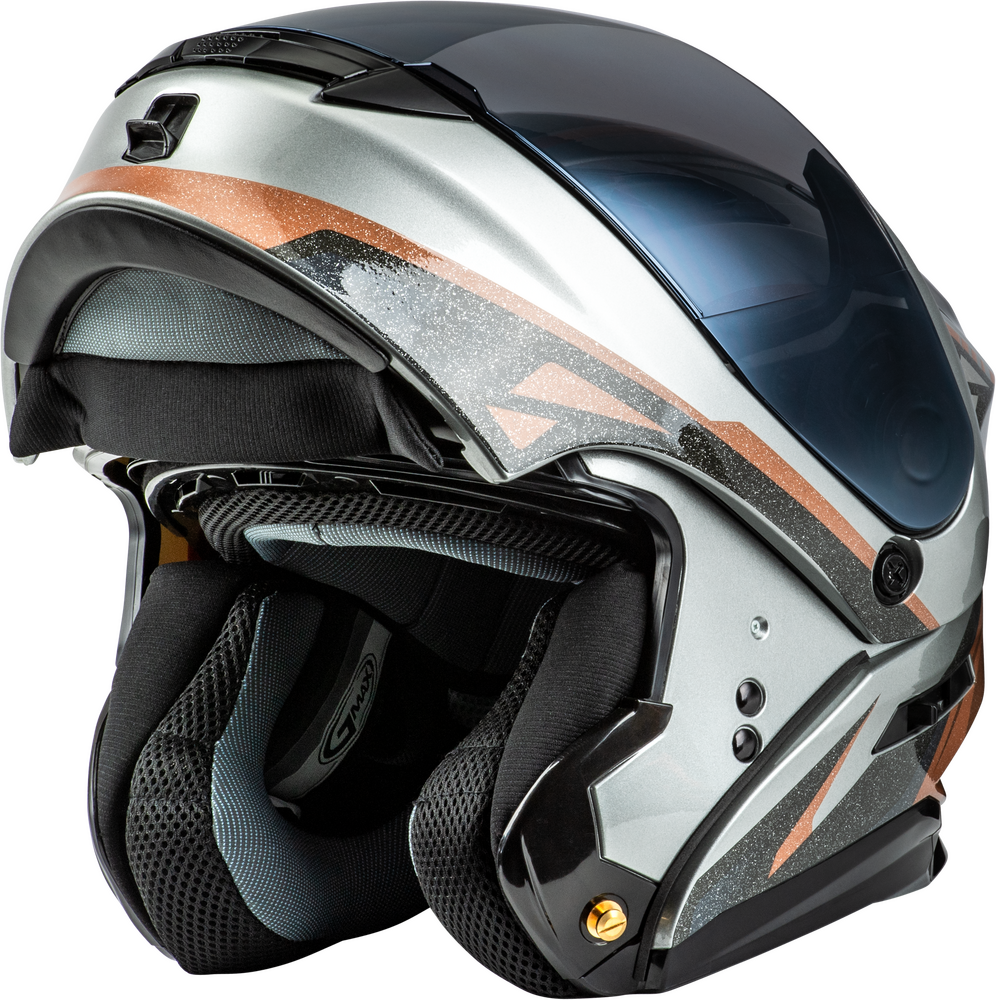GMAX MD-01 Volta Modular Helmet - Black/Silver/Green Metallic