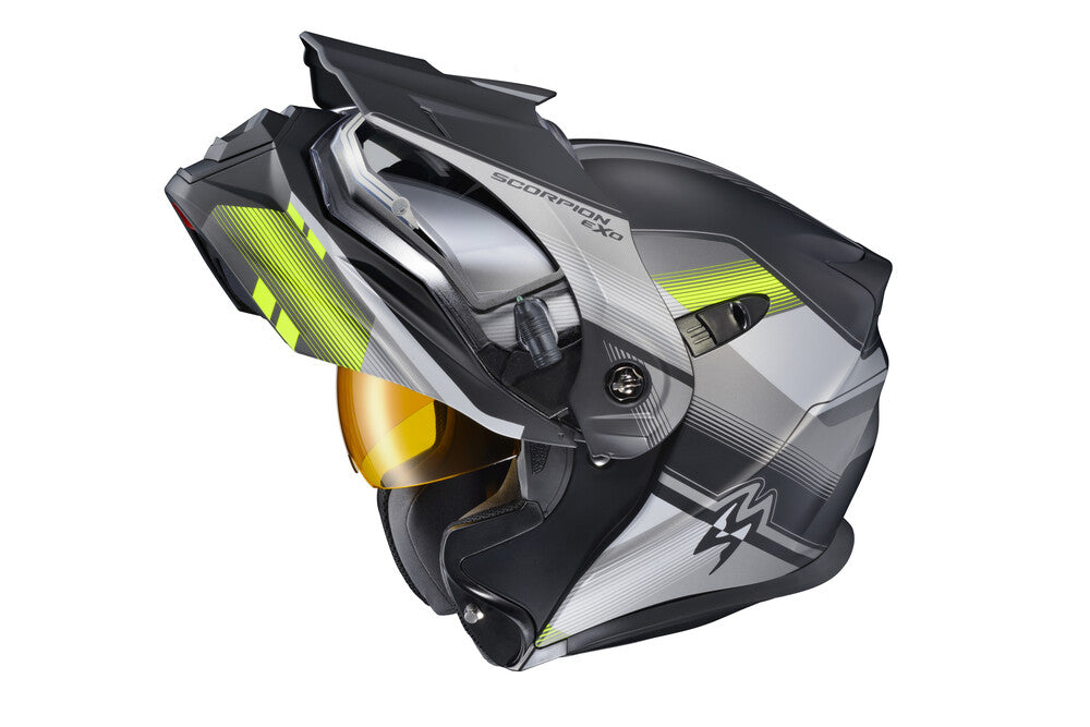 scorpion exo at950 cold weather helmet w/electric shield Scorpion EXO-AT950 Zec Helmet Electric Shield Grey/Hi-Viz XL