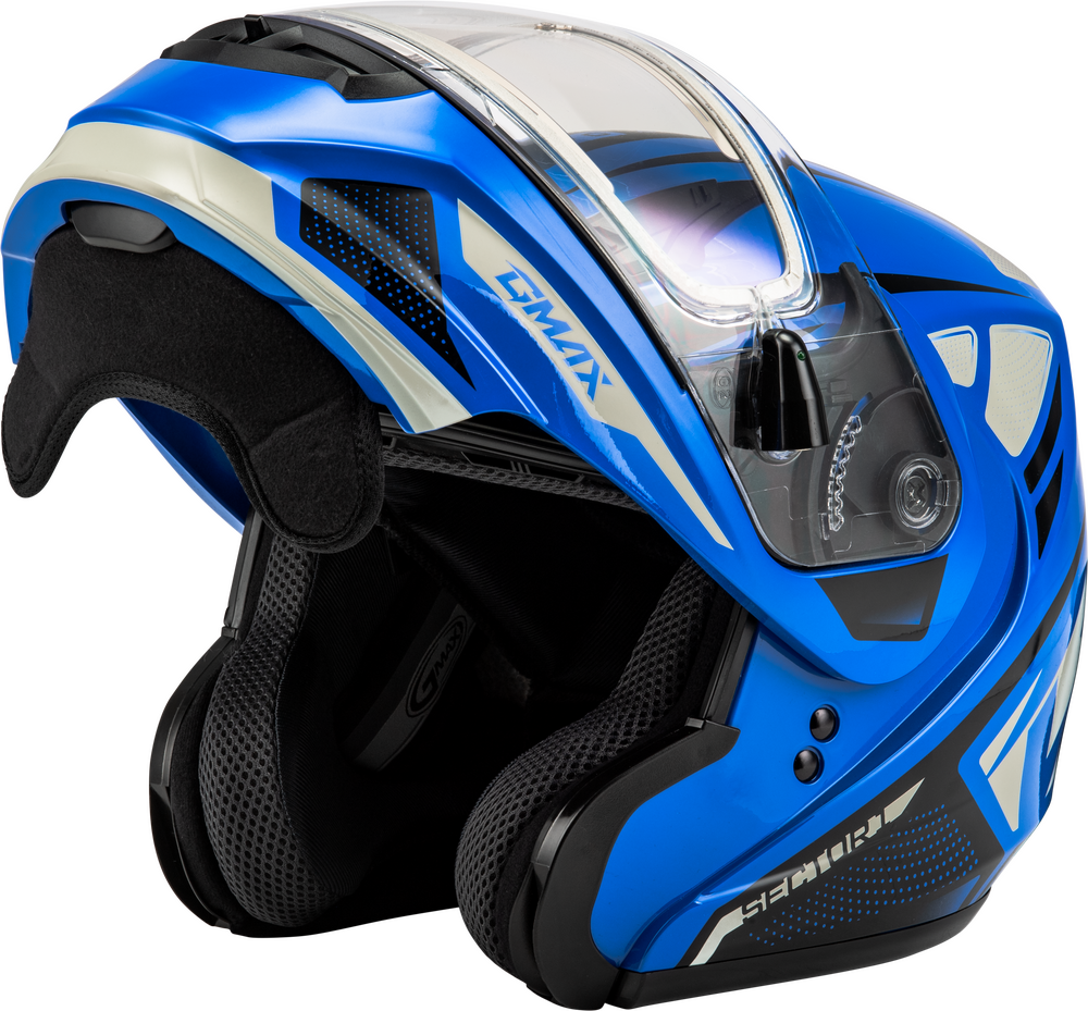 Gmax MD-04 Modular Snow Helmet Sector Gloss Blue Black Electric Shield