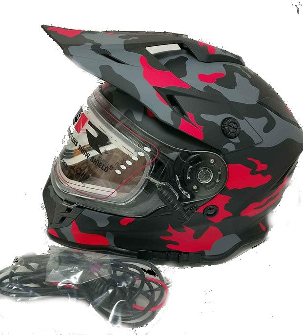 Z1R Range Dual Sport Snow Helmet Electric Shield Camo Red