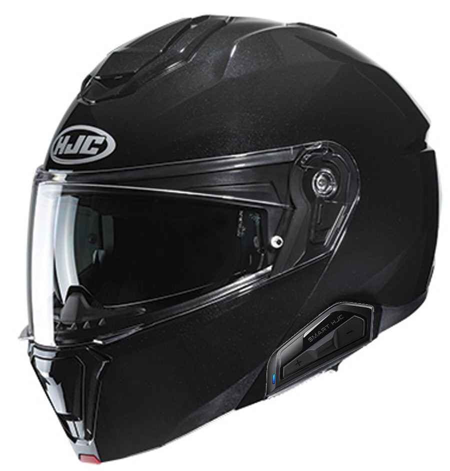 HJC i91 Modular Bluetooth Helmet Gloss Black 21b installed