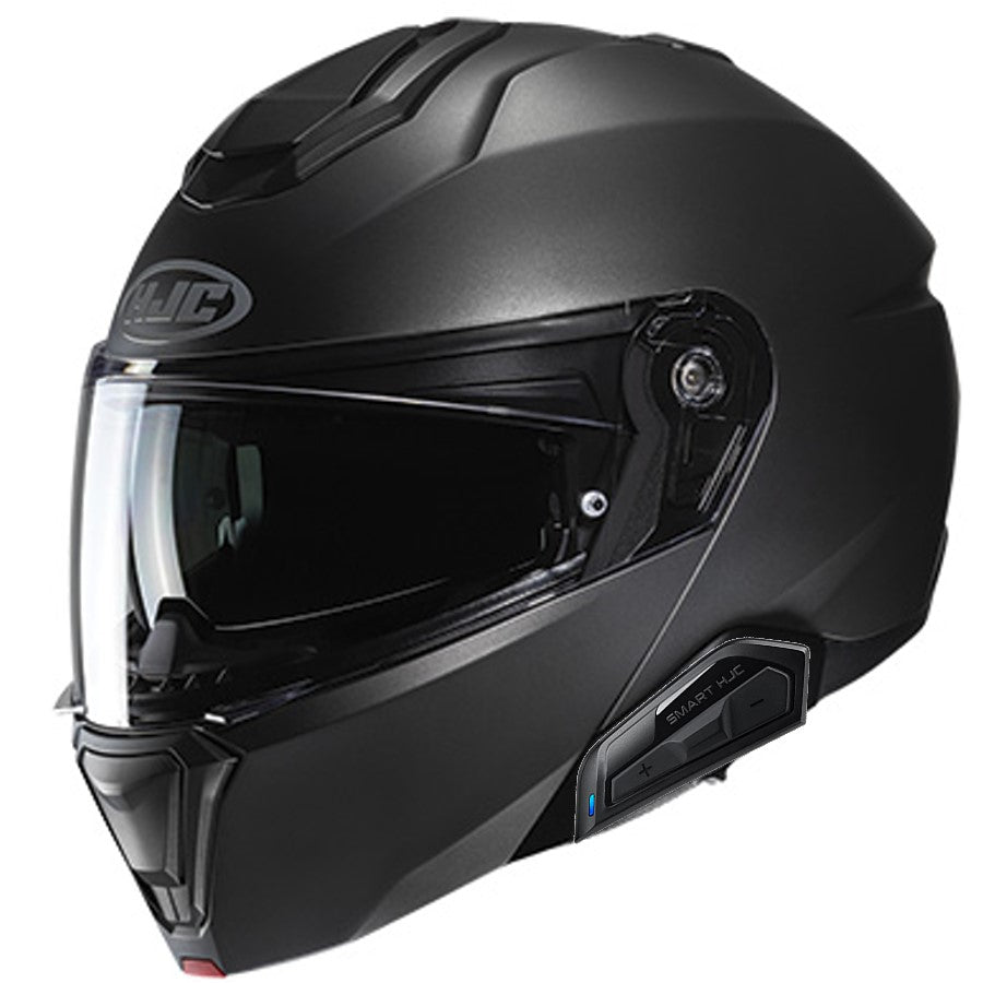 HJC i91 Modular Bluetooth Helmet Matte Titanium 21b installed