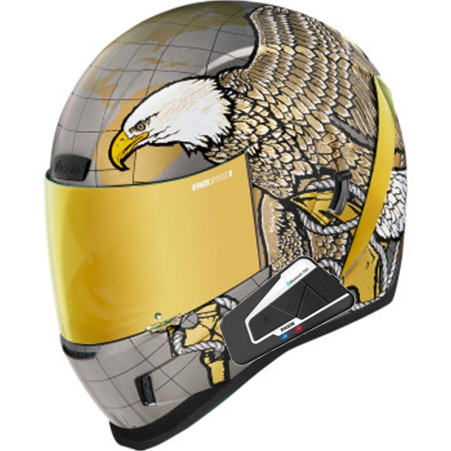 Icon Airform Full Face Bluetooth Helmet Semper Fi - Gold