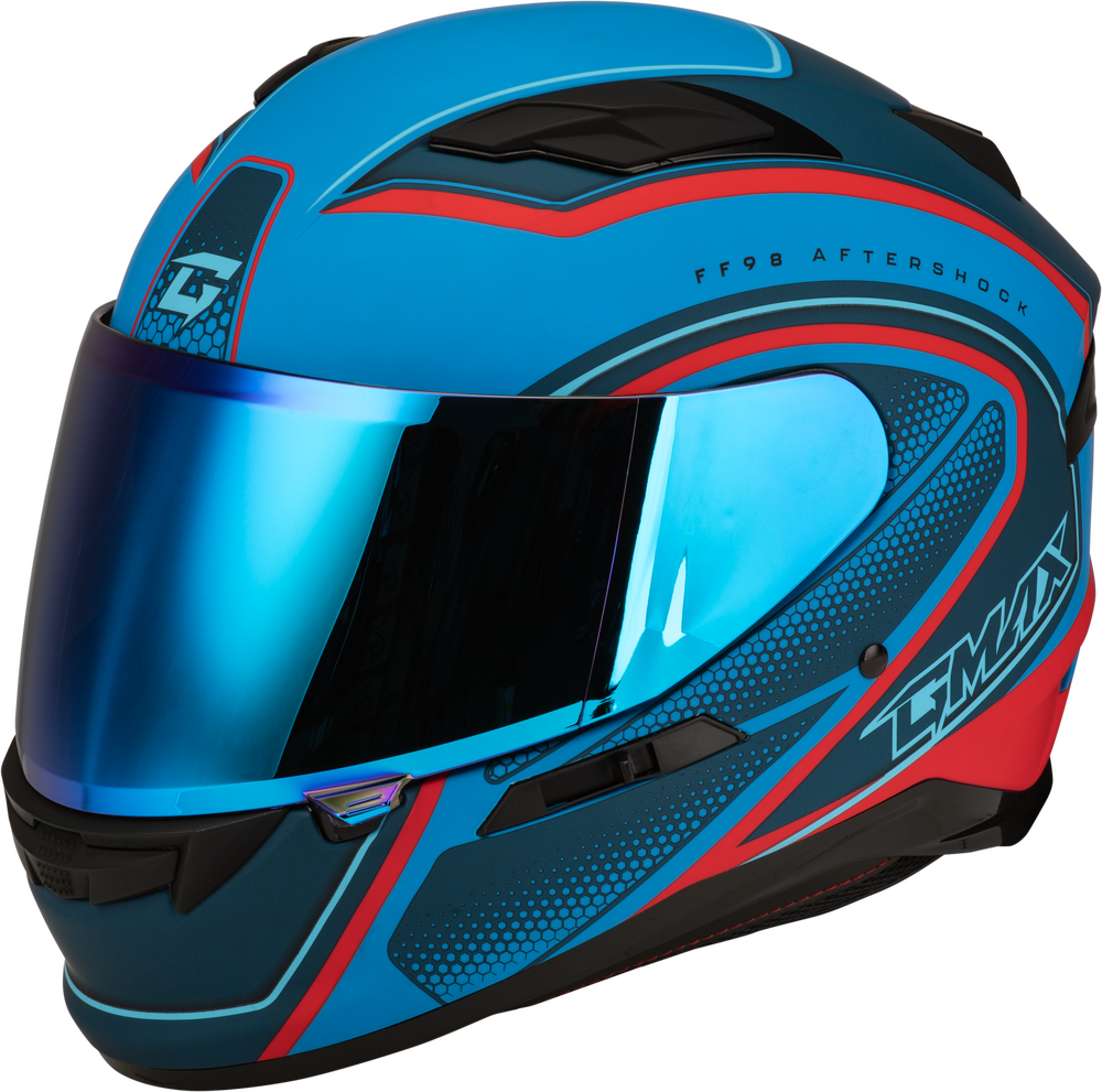 Gmax FF-98 Full Face Helmet Aftershock Matte Blue/Red