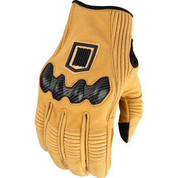 Icon Long Track CX Motorcycle Glove Tan
