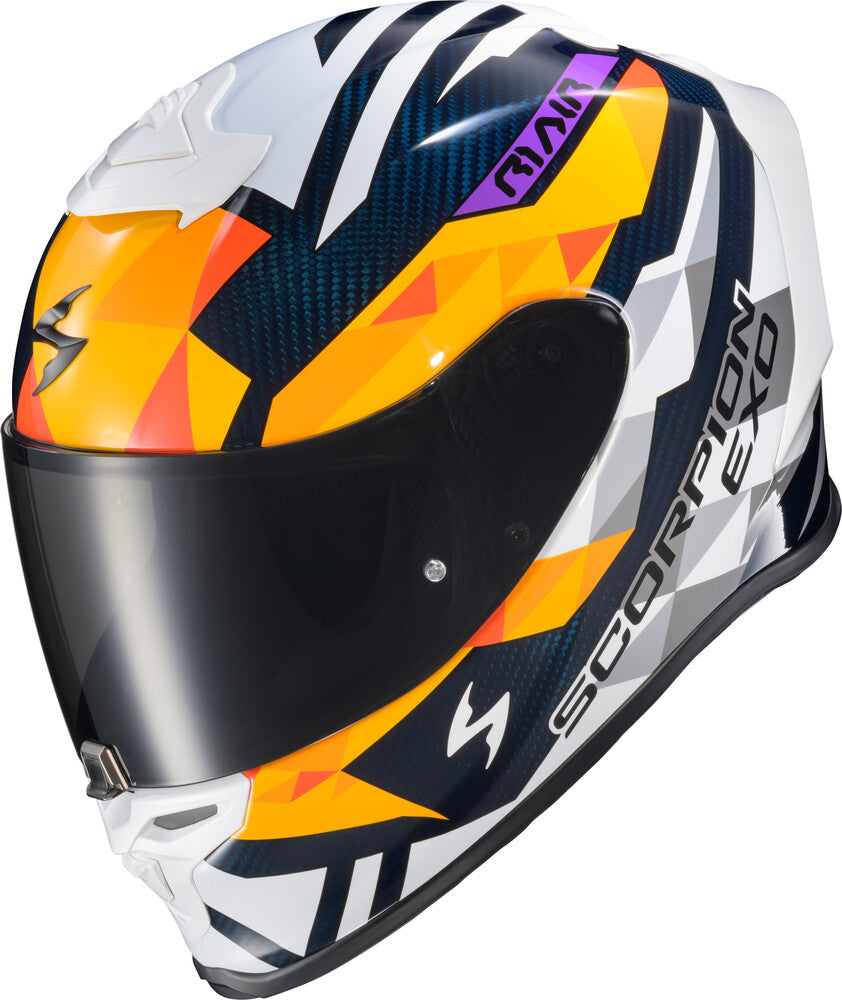 Scorpion EXO EXO-R1 Air Full Face Helmet Carbon Rastor Orange/White/Blue