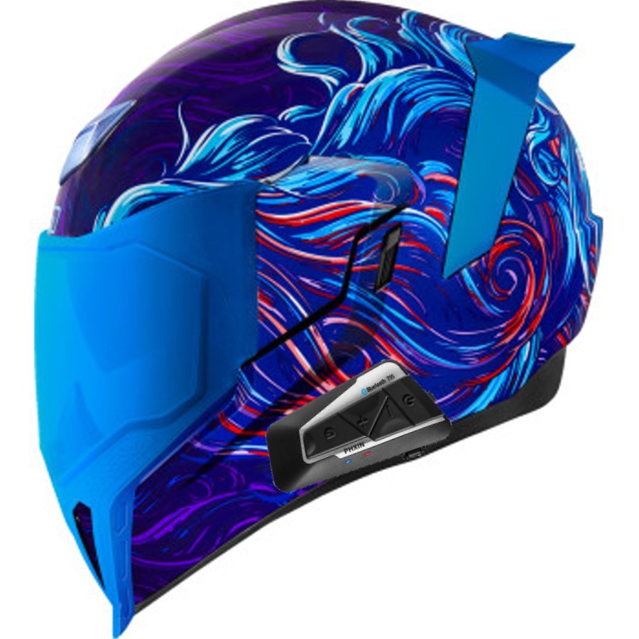 Icon Airflite Betta Graphic Blue Bluetooth Full Face Helmet