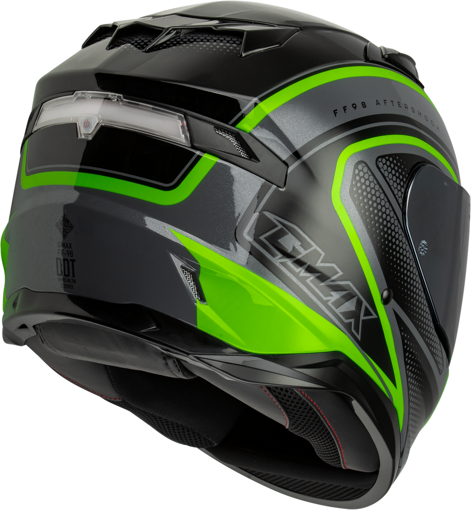 Gmax FF-98 Full Face Helmet Aftershock Grey/Neon Green