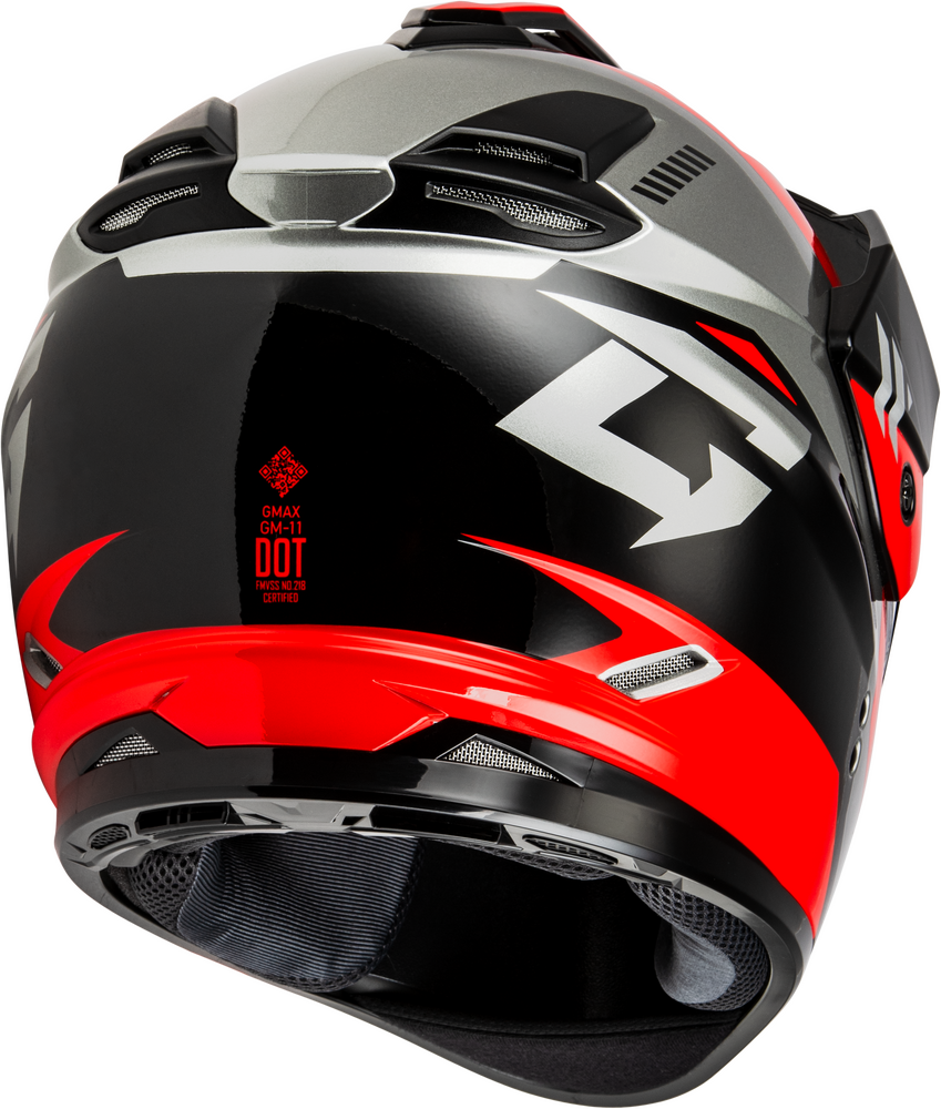 Gmax GM-11S Ronin Snow Helmet Black Red Electric Shield