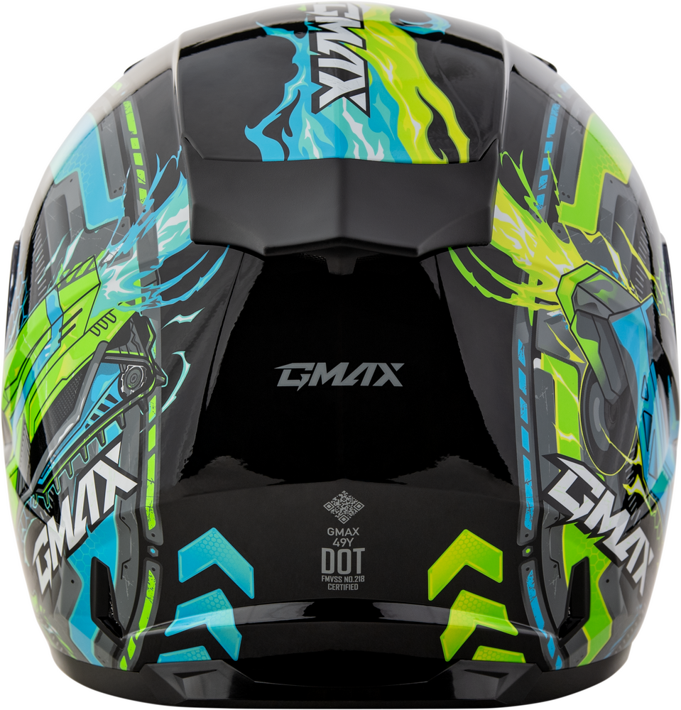 Gmax GM-49Y Youth Snow Helmet Charge Graphic Blue/Green Youth Large