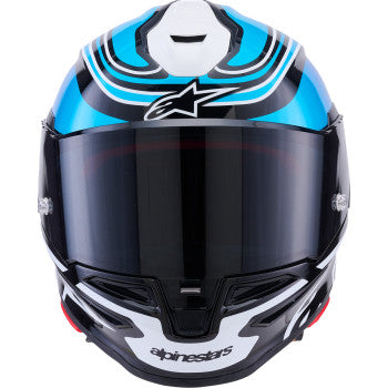 Alpinestars Supertech R7 Helmet Zeal Gloss Black/Blue/Pink Fluo/White