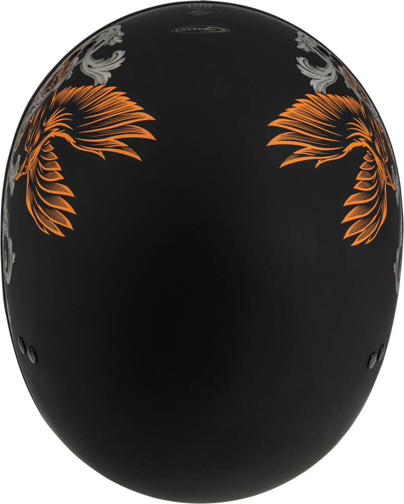 Gmax HH-65 Half Shell Helmet Corvus Matte Black/Silver/orange