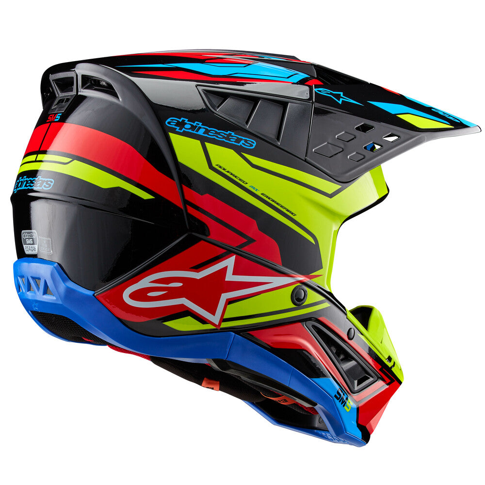 Alpinestars S-M5 Off Road Helmet Action 2 Black/Yellow Fluo/Brt Red Size Large