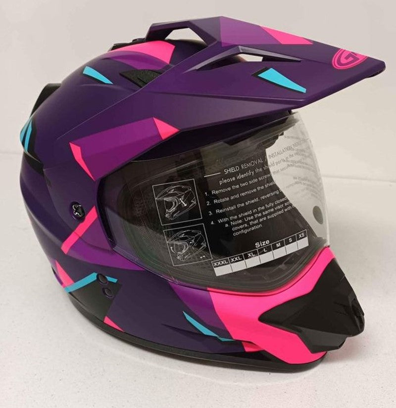 Gmax GM11 Street Dual Sport Helmet Ripcord Graphic Purple/Pink