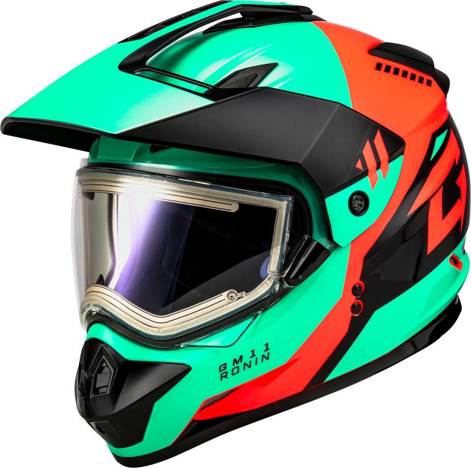 Gmax GM-11S Ronin Snow Helmet Aqua Coral Electric Shield and Single Lens