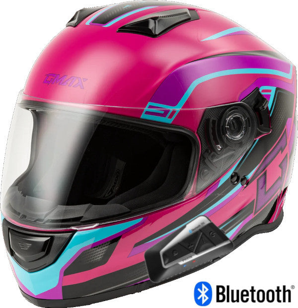 Gmax FF-18 Full Face Bluetooth Helmet Drift Graphic Pink/Blue/Black