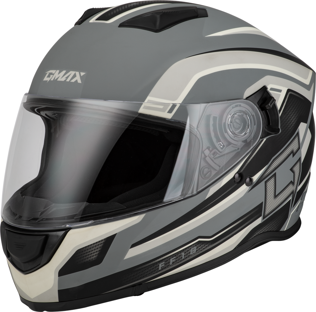 Gmax FF-18 Full Face Helmet Drift Graphic Grey/Silver/Black