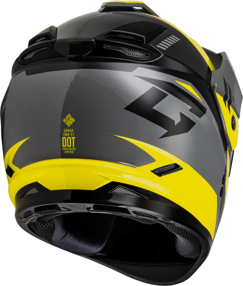 Gmax GM-11S Ronin Snow Helmet Yellow Grey Electric Shield