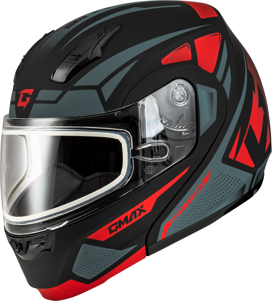 Gmax MD-04 Modular Snow Helmet Sector Matte Black Red