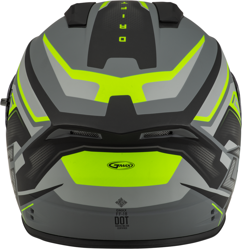 Gmax FF-18 Full Face Helmet Drift Graphic Grey/Hi-Vis