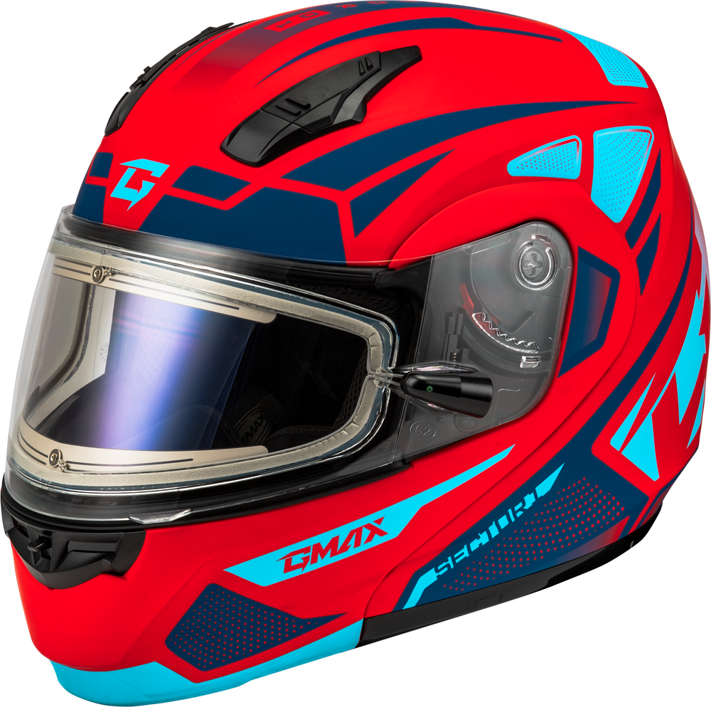 Gmax MD-04 Snow Helmet Sector Matte Red Blue Electric Shield