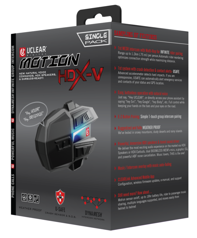 Uclear Motion HDX-V Bluetooth Communicator Single