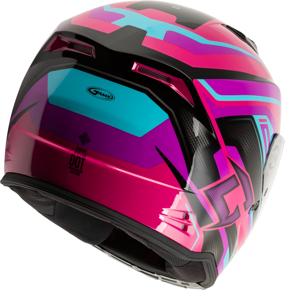 blue and pink motorcycle helmet Gmax Pink/Blue/Black FF-18 Drift Helmet