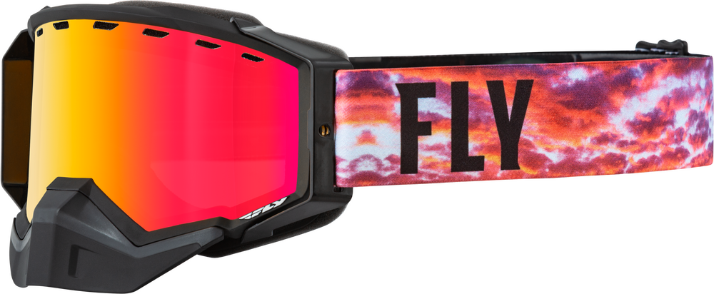 Fly Racing Zone Pro Snow Goggle Black Sunset - Orange Mirror Polarized Smoke Lens