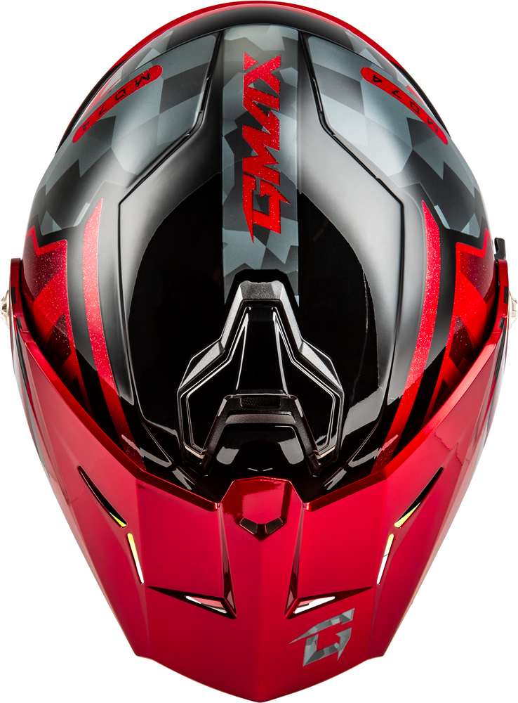 Gmax MD-74 Striker Modular Snow Helmet Black/Grey/Red  Electric Shield